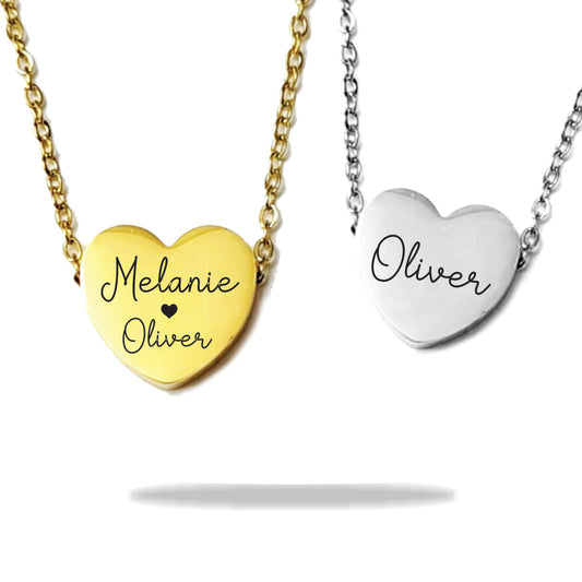 Custom heart name necklace stainless steel