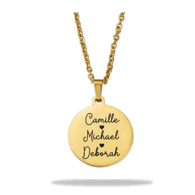 Round personalized name necklace stainless steel