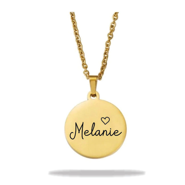 Round personalized name necklace stainless steel