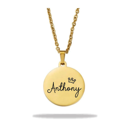 Round personalized name necklace stainless steel