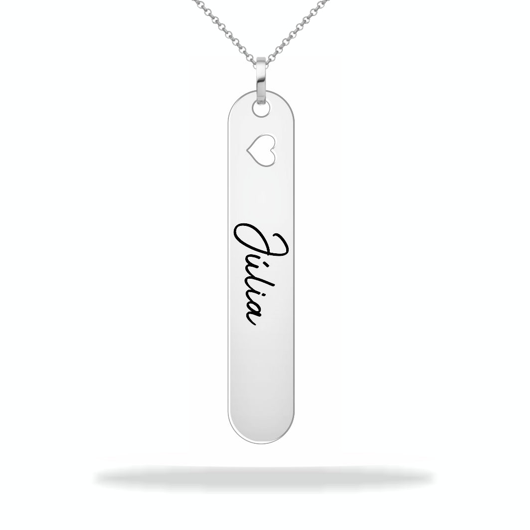 Personalized sterling silver nameplate necklace