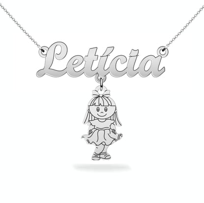 Personalized son daughter name necklace sterling silver