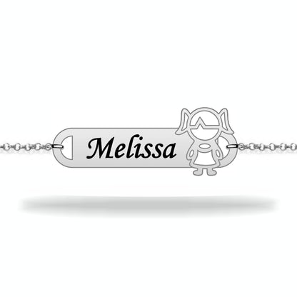 Children's bracelet girl with personalized name sterling silver