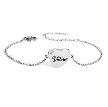 heart bracelet with custom name stainless steel