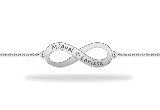 Custom name infinity bracelet sterling silver