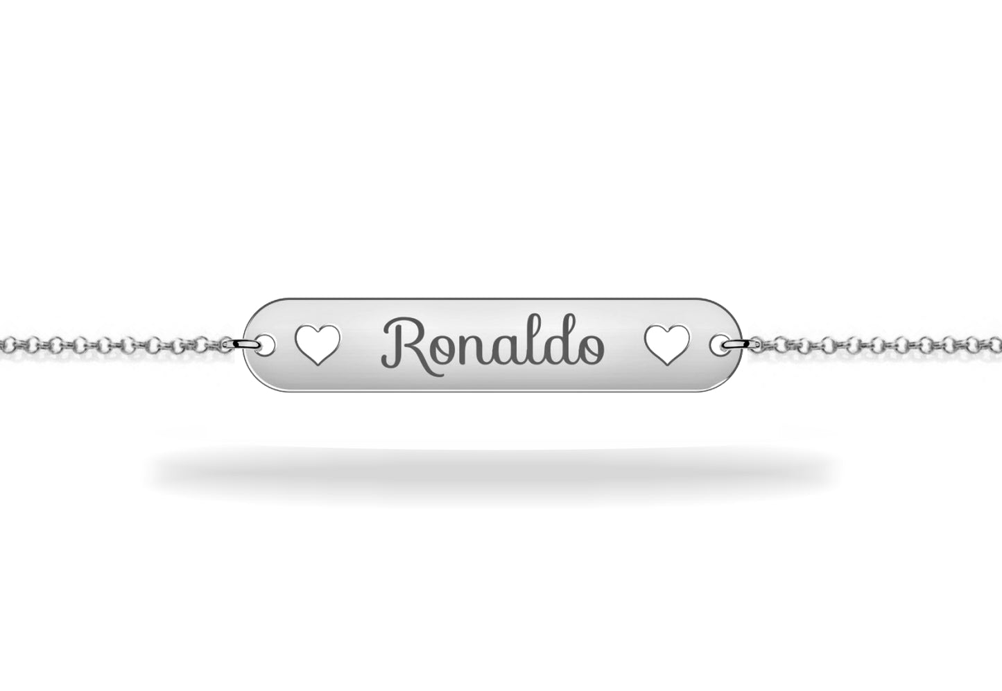 Sterling silver personalized name heart plate bracelet