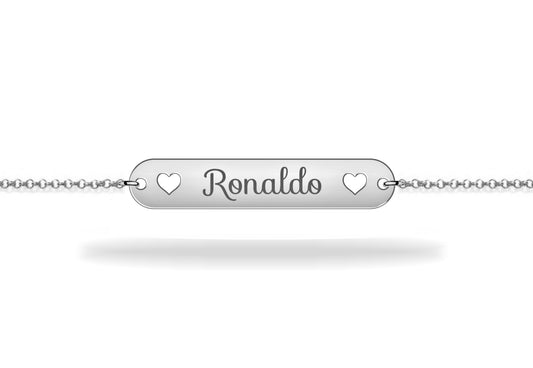 Sterling silver personalized name heart plate bracelet