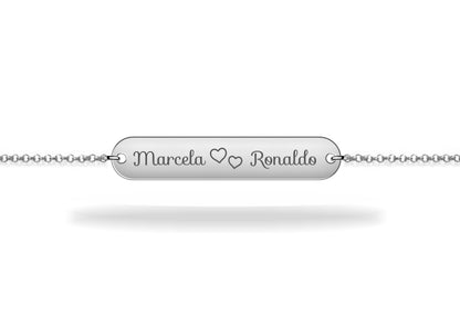 Sterling silver personalized name heart plate bracelet