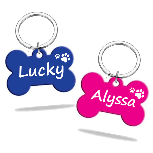 Tag dog bone name plate colored aluminum